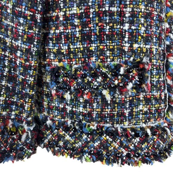 Magaschoni Women's Black Wooven Multicolor Threads  Button Up Sweater Sz 6 - Picture 6 of 10